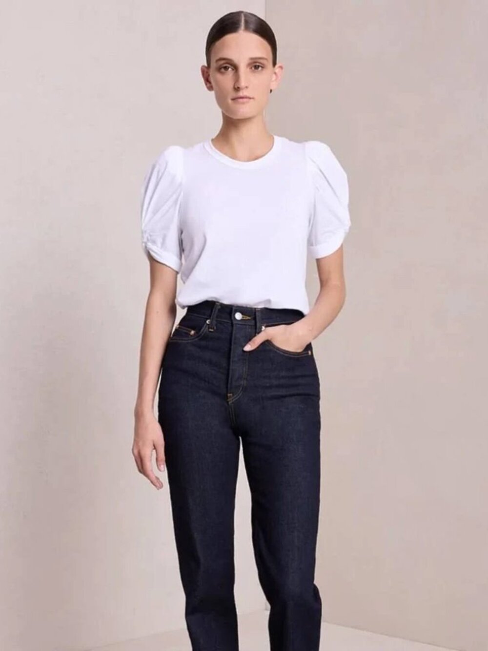 A.L.C. Kati Puff Sleeve Tee in White medium